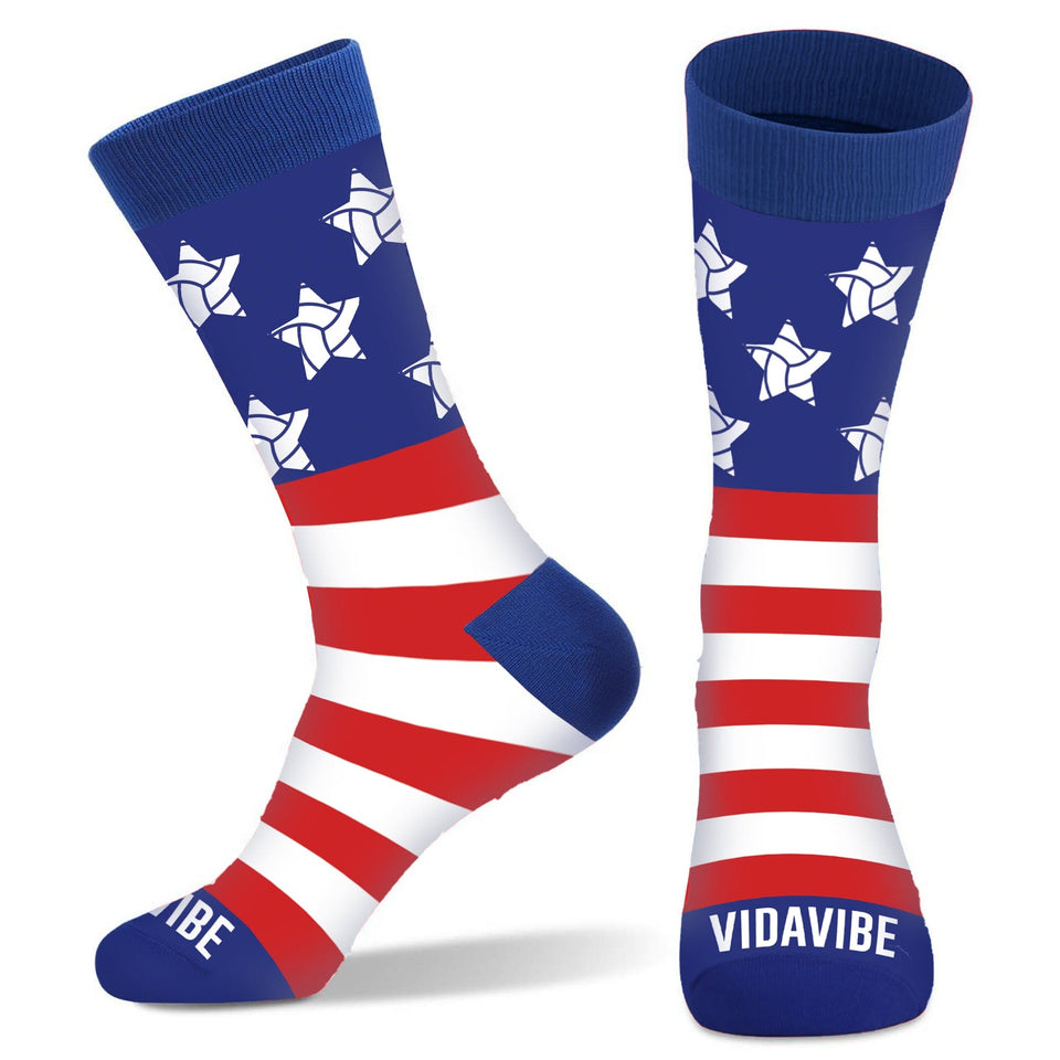 USA Red, White, and Blue Volleyball Crew Socks